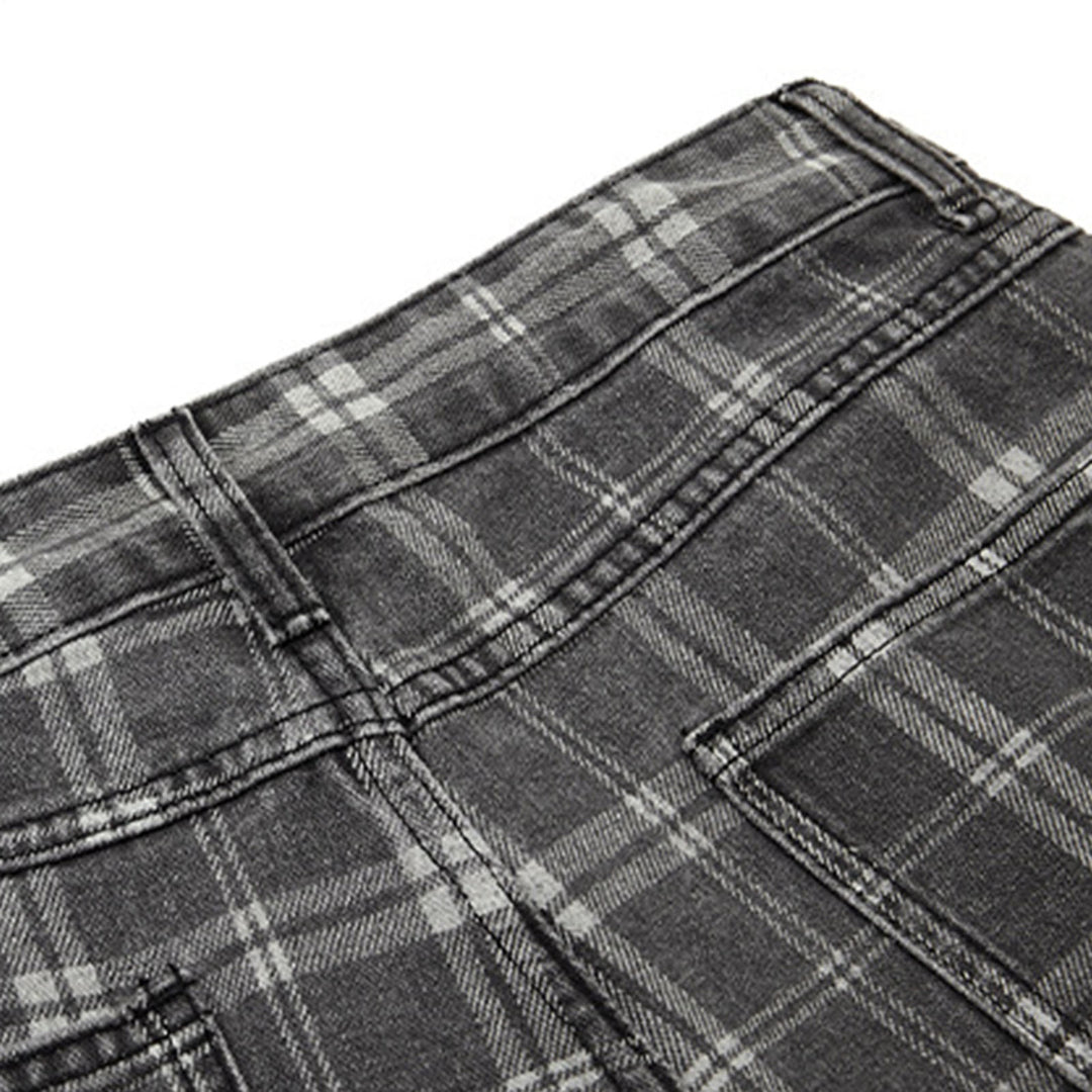 Wide Leg Plaid Pants Woman Wide Leg Lounge Mid Waist Pants Unisex Loose Trousers with Pockets Streetwear frugal