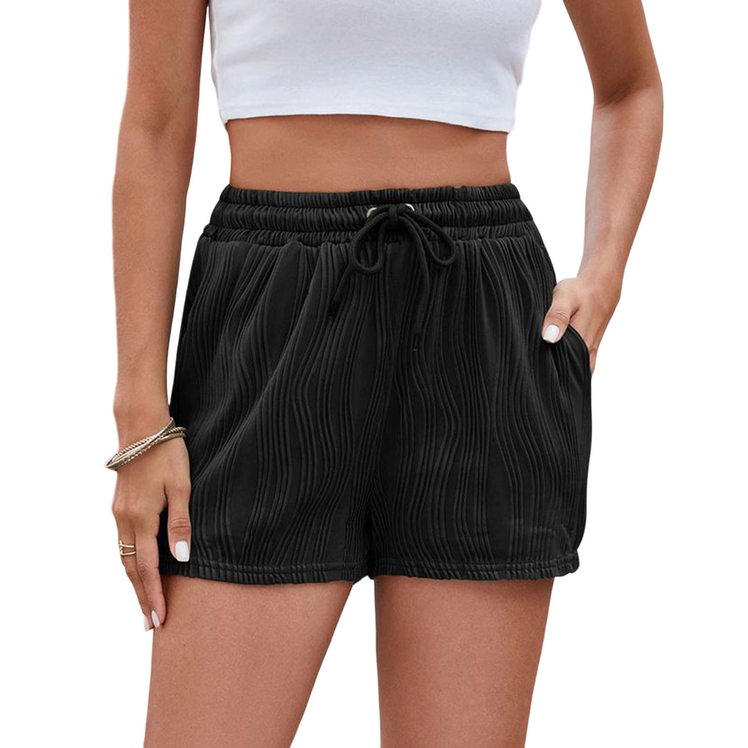 Womens Elastic Waist Shorts Drawstring Loose Elastic Waist Shorts with Pockets Textured Bottoms for Beach charitable