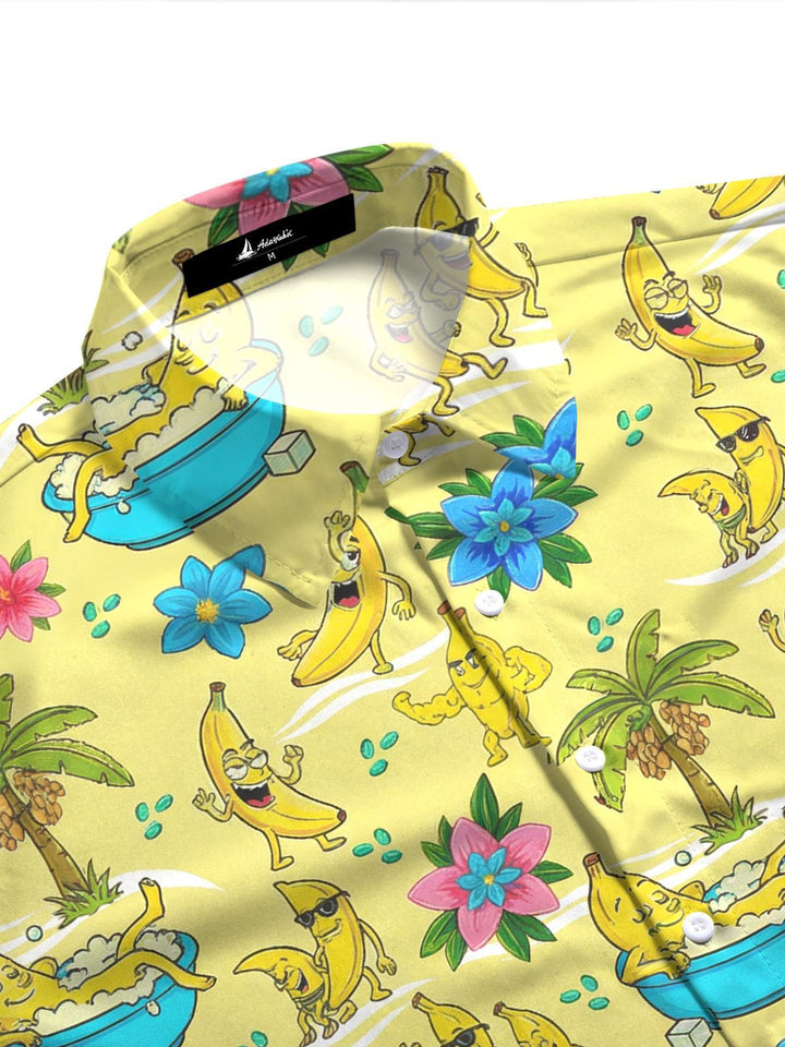 Banana Hawaiian Print Women's Short Sleeve Shirts