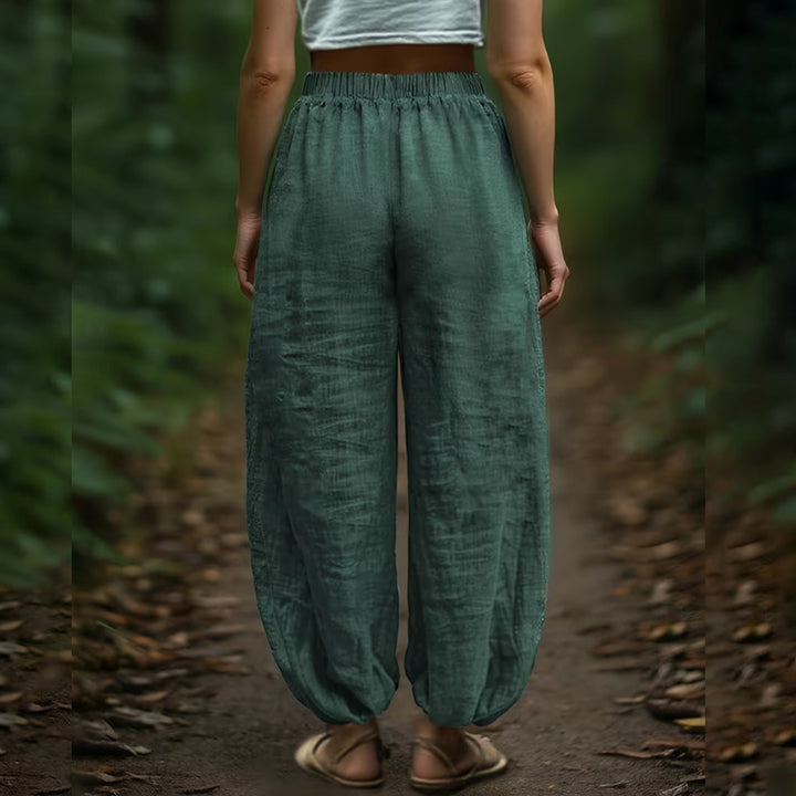 Harem Pants for Women Cotton Summer Boho Slacks with Pockets Lounge Drawstring Pants for Vacation Beach refined