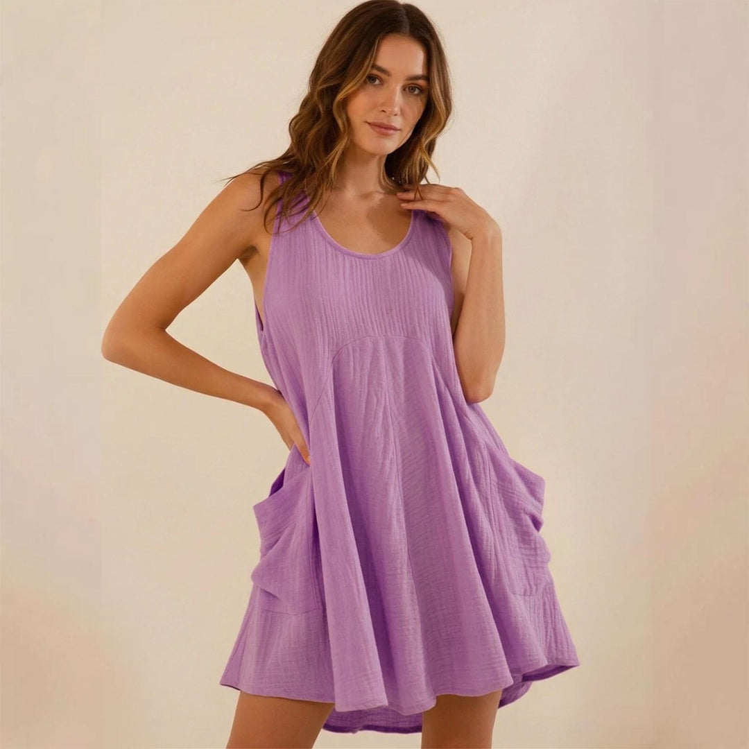 Babydoll Dress for Women Scoop Neck Loose Tank Top Dress Sleeveless Swing Flowy Sundresses for Daily Wear gorgeous