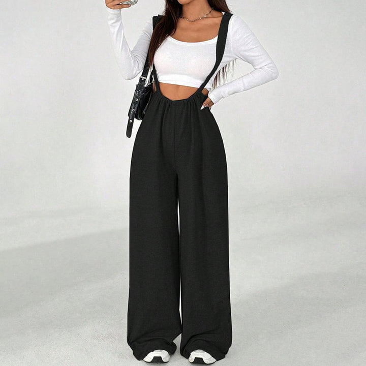 Womens Suspender Pants High Waisted Casual Sleeveless Jumpsuit Baggy Wide Leg Suspender Overalls for Travel classy