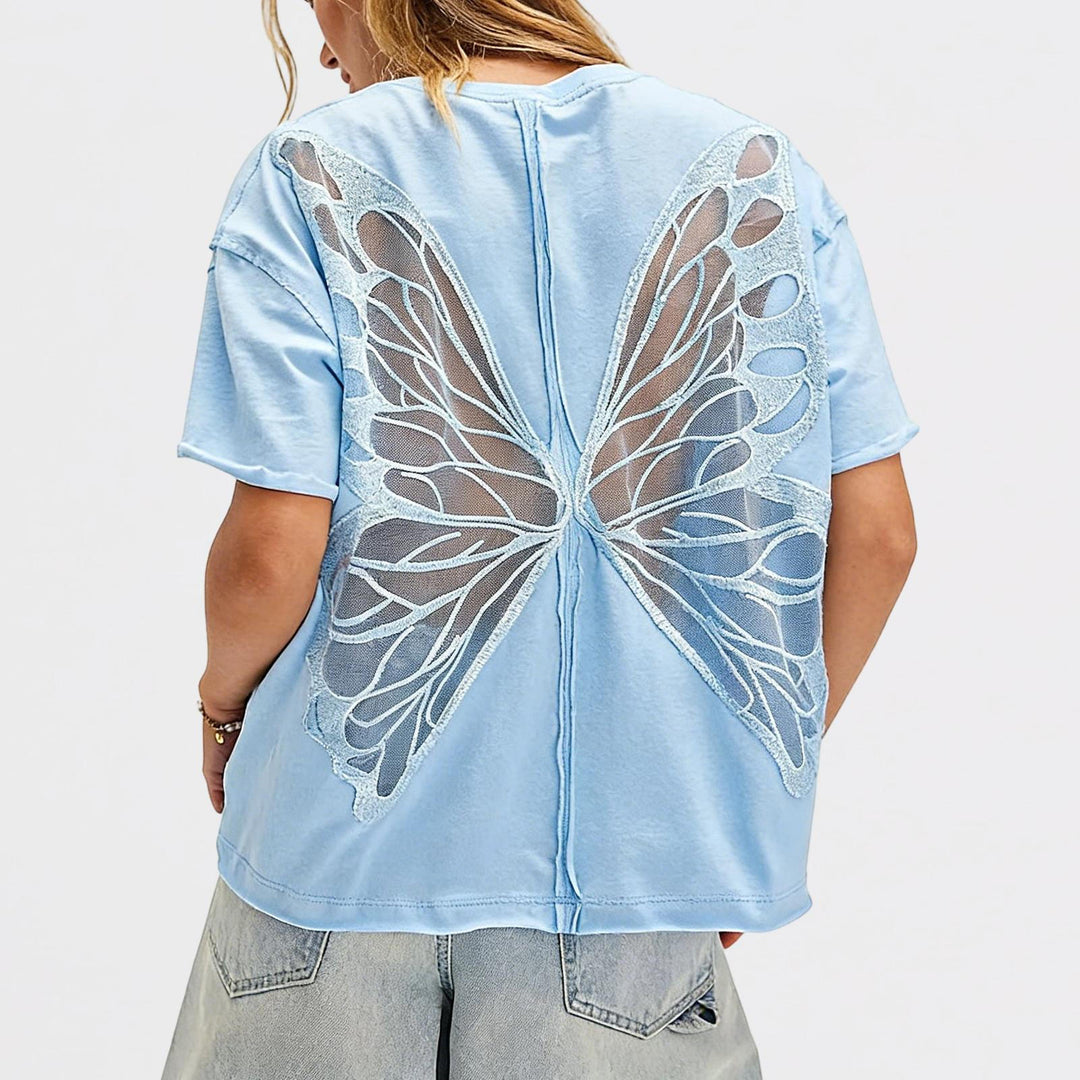 Cut Out Tops for Women Butterfly Cut Out Back Fashion Casual T Shirts Loose Fit Basic Tops for Going Out newcomer