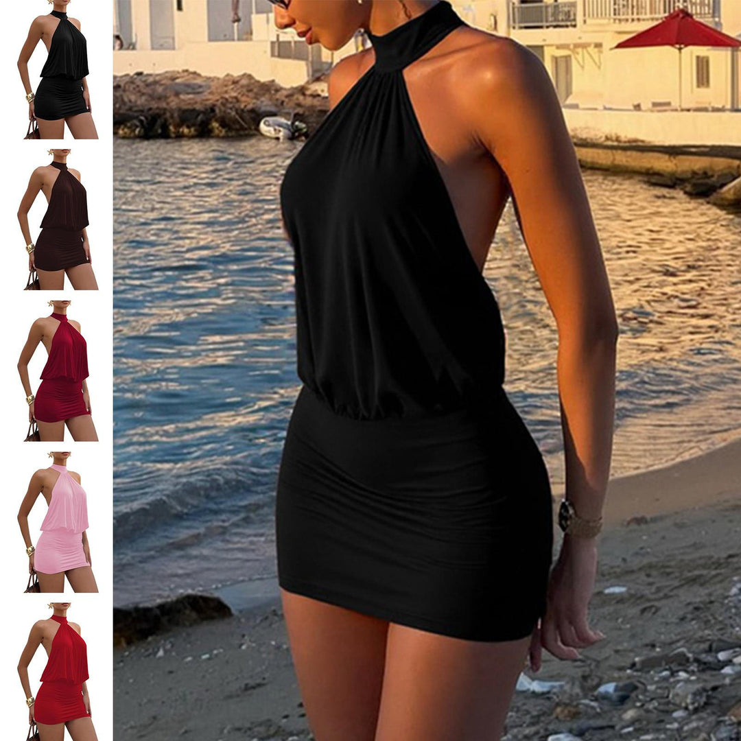 Short Halter Dress Sexy Summer Bodycon Club Party Going Out Dress for Club Beach Vacation Dating Evening frugal