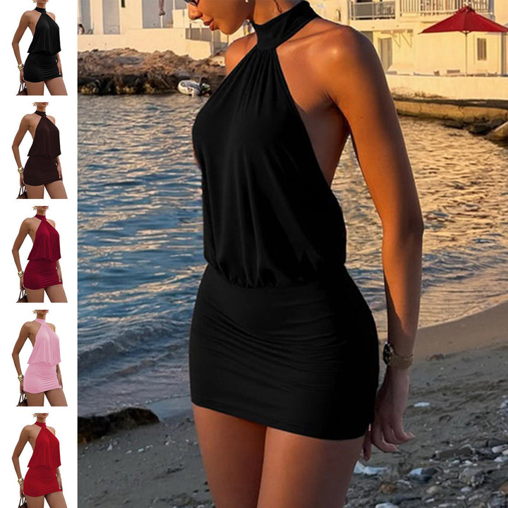 Short Halter Dress Sexy Summer Bodycon Club Party Going Out Dress for Club Beach Vacation Dating Evening frugal
