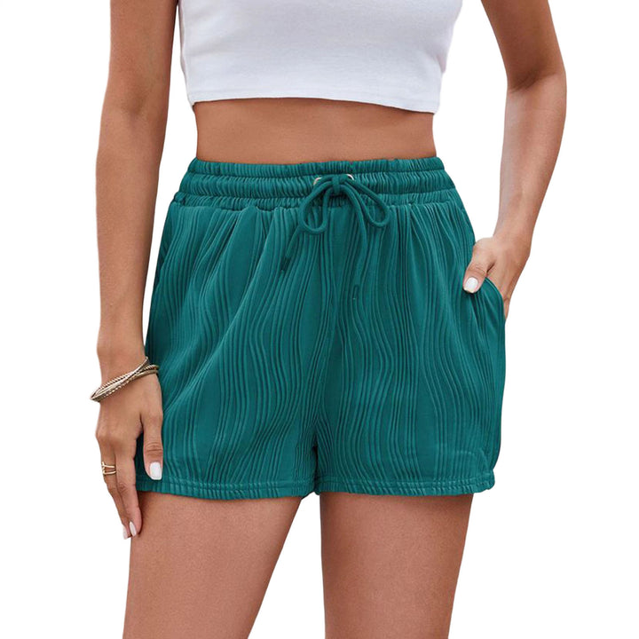 Womens Elastic Waist Shorts Drawstring Loose Elastic Waist Shorts with Pockets Textured Bottoms for Beach charitable