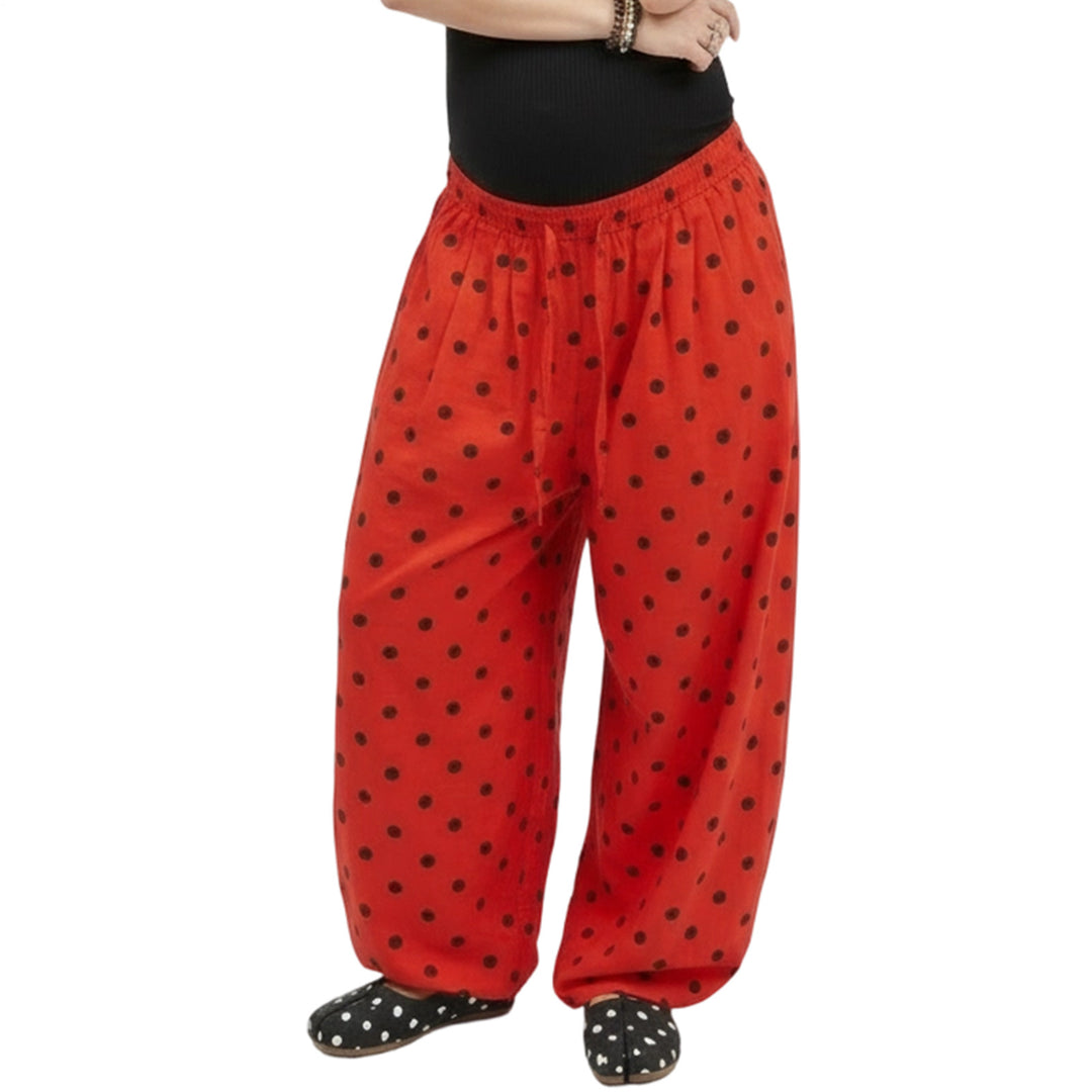 Baggy Wide Leg Pants for Women Dot Print Elastic Waist Wide Leg Palazzo Pants with Pockets for Daily Wear sturdy