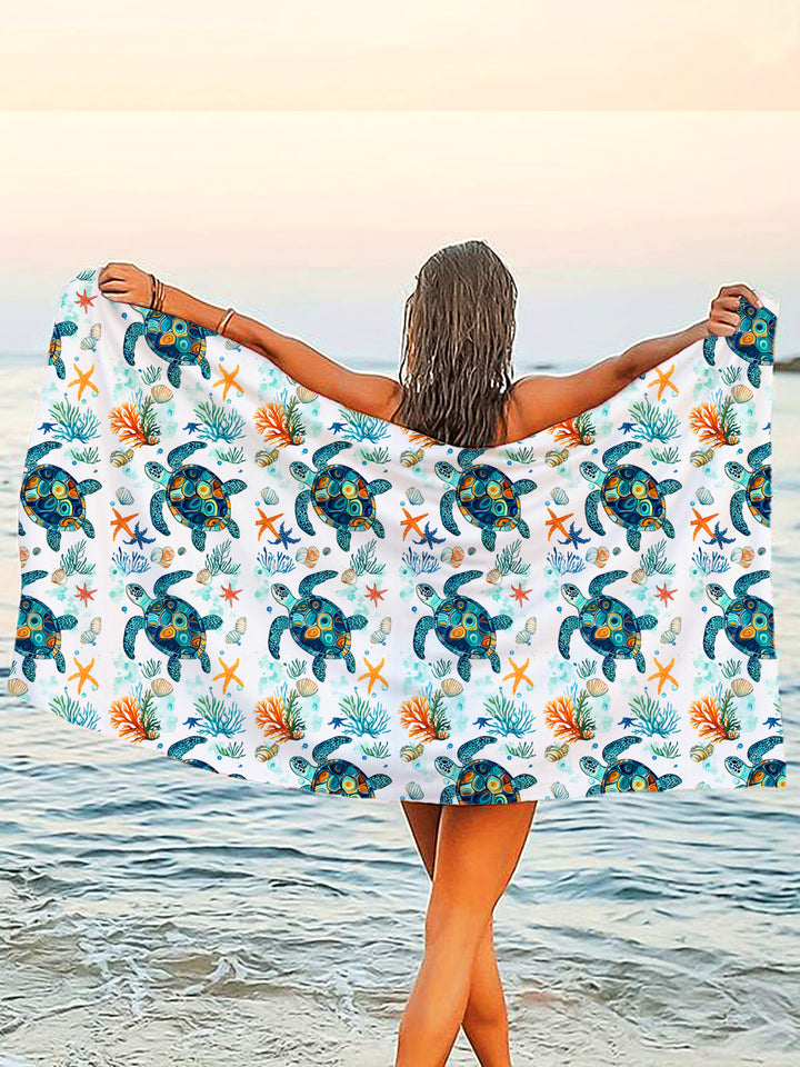 Sea Life Vacations Flannel Beach Towel