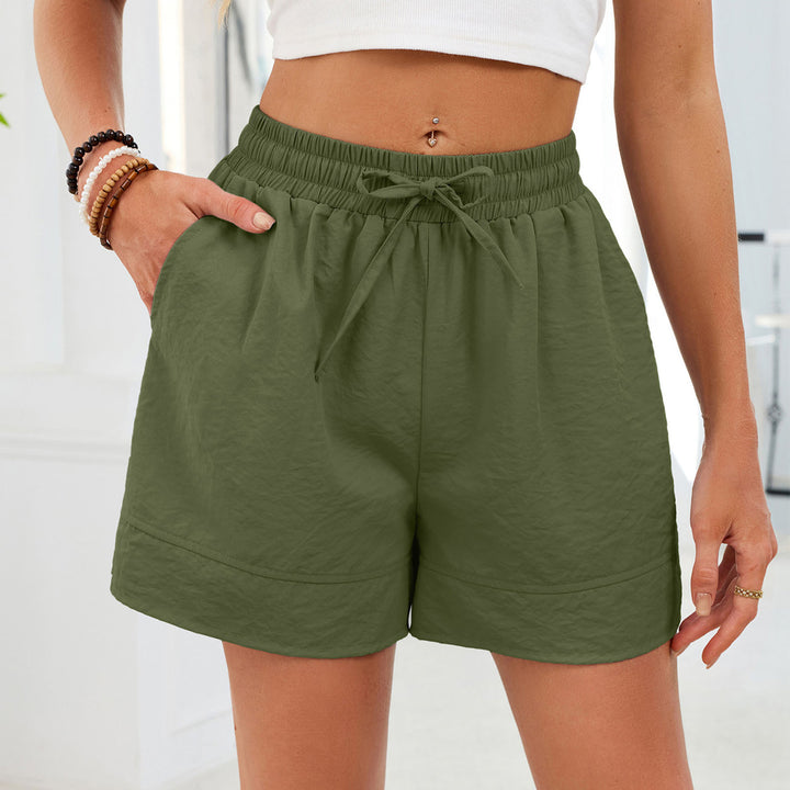 Womens Shorts Casual High Waist Summer Drawstring Elastic Waist Shorts Casual Trendy Pants for Walking Travel applied