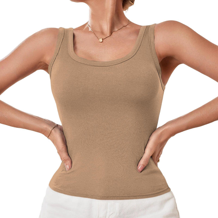 Built in Bra Tank Tops for Women U-Back Summer Sexy Casual Sleeveless Fitted Tank with Removable Pads for Gym welcoming