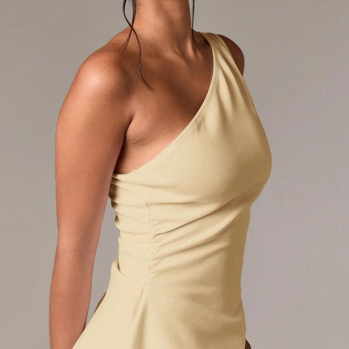 Off Shoulder Ruffle Top Asymmetrical Neck Summer Going Out Sexy Elegant Ruched Sleeveless Tops for Datng friendly