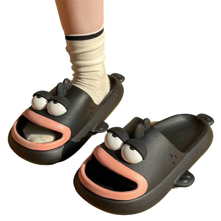 Fish Slippers for Women Open Toe Indoor Funny Animal Slippers Cartoon Anti-Slip Shower Slides for Bedroom ingenious