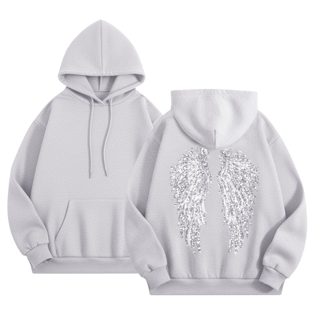 Angel Wings Hoodie Women Sequin Glitter Casual Oversized Long Sleeve Pullover Hoodies Trendy Tops for Travel here