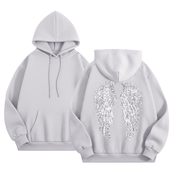 Angel Wings Hoodie Women Sequin Glitter Casual Oversized Long Sleeve Pullover Hoodies Trendy Tops for Travel here