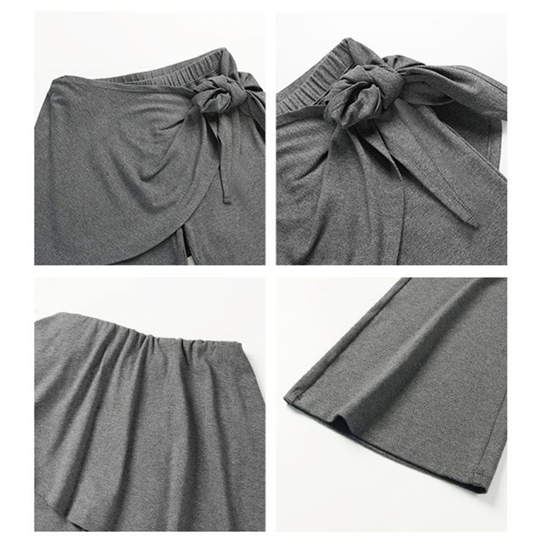 Womens Flare Leggings High Waist Skirted Yoga Leggings Casual Fake Two Piece Tie Front Pants for Fitness kindly