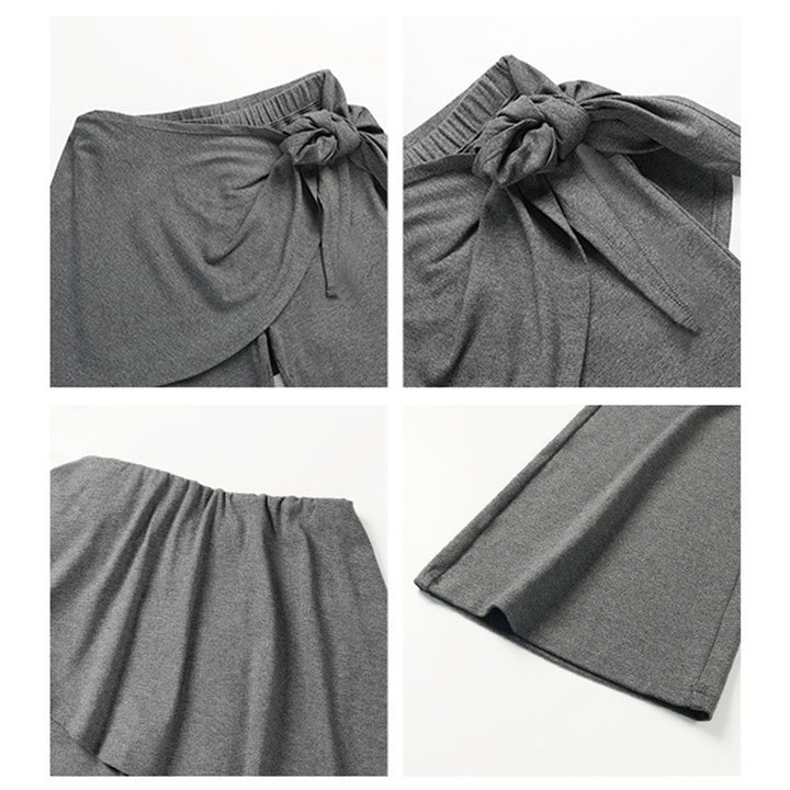 Womens Flare Leggings High Waist Skirted Yoga Leggings Casual Fake Two Piece Tie Front Pants for Fitness kindly