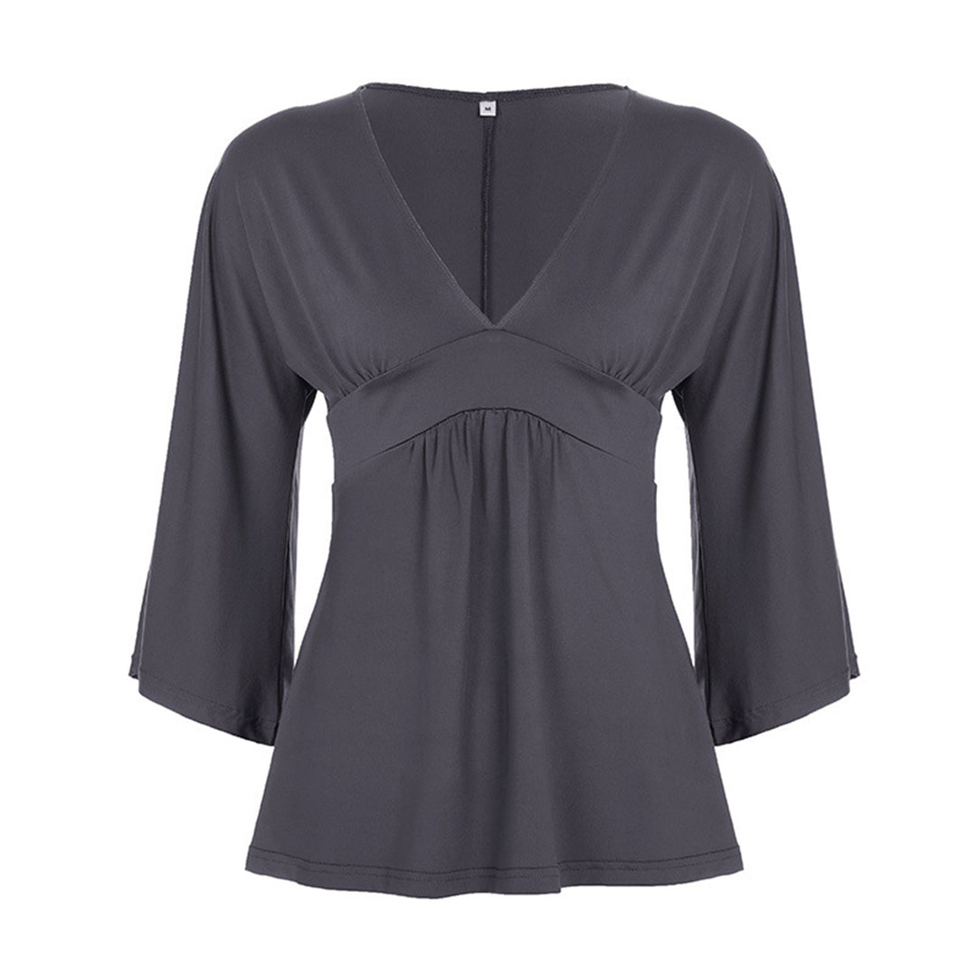 3/4 Length Sleeve Womens Tops V Neck Bell Sleeve Dressy Casual Fashion Tunic Tops Spring Outfits for Party stunning