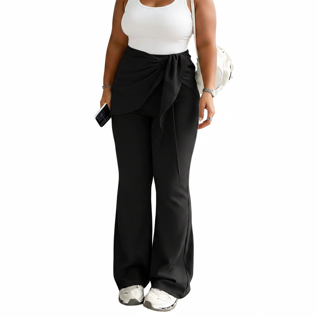 Womens Flare Leggings High Waist Skirted Yoga Leggings Casual Fake Two Piece Tie Front Pants for Fitness kindly