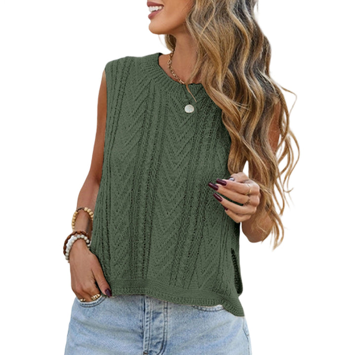 Knit Sleeveless Tops for Women Crew Neck Casual Cable Knit Tank Tops Solid Summer Sleeveless Shirt Daily Wear successful