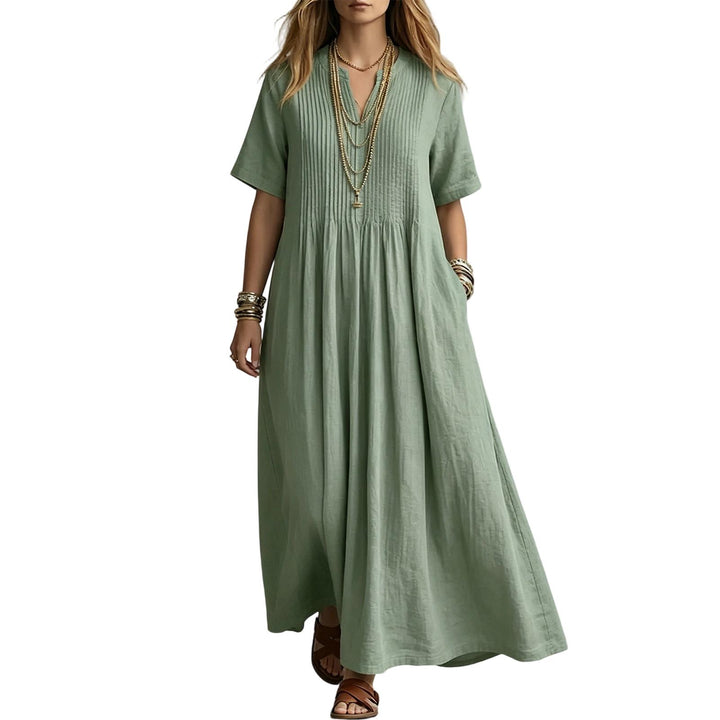 Short Sleeve Maxi Dress V Neck Short Sleeve Casual Long Dresses Loose Summer Clothes for Vacation Dating welcoming