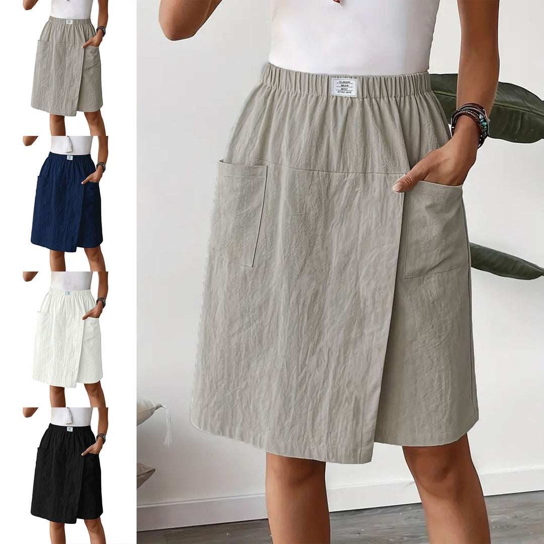Womens Skorts with Pockets Wrap Summer Casual Bermuda Shorts Elastic Waist Wide Leg Skorts for Running Sports regular