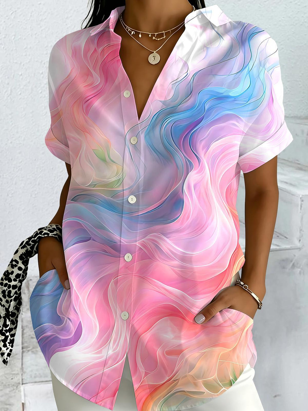 Abstract Women's Short Sleeve Shirts