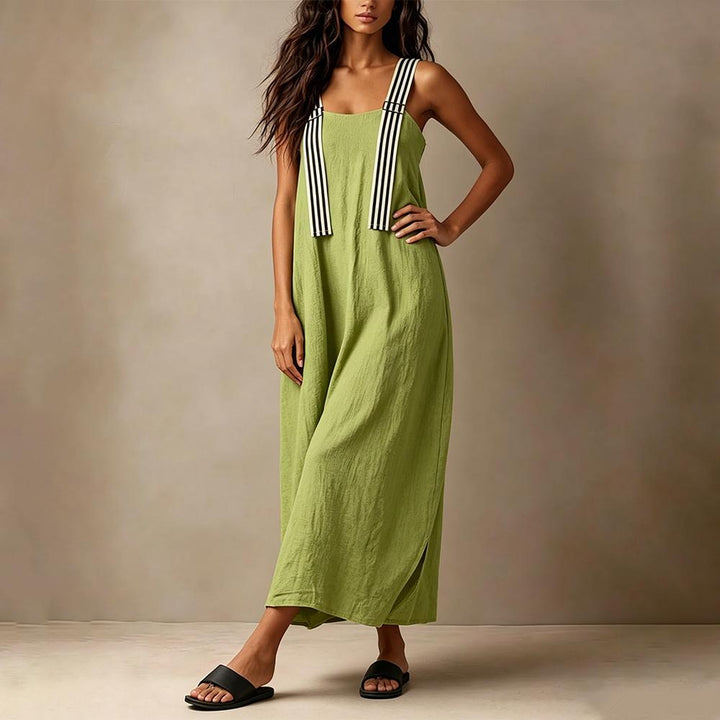 Midi Sleeveless Dresses for Women Striped Shoulder Strap Beach Vacation Loose Sleeveless Dress for Travel useful