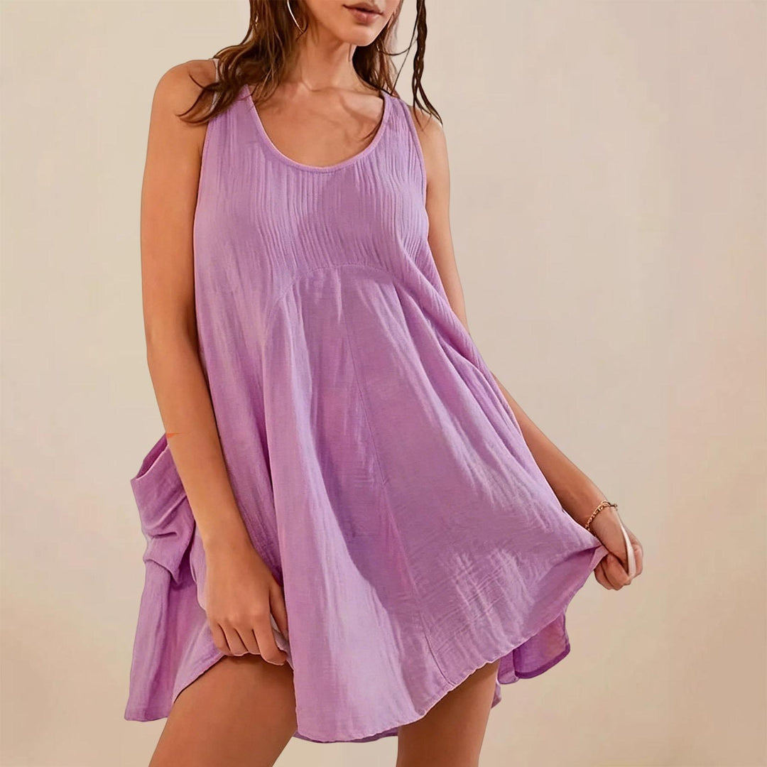 Babydoll Dress for Women Scoop Neck Loose Tank Top Dress Sleeveless Swing Flowy Sundresses for Daily Wear gorgeous