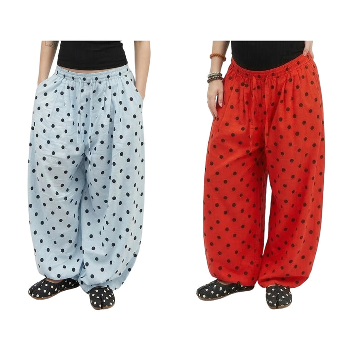 Baggy Wide Leg Pants for Women Dot Print Elastic Waist Wide Leg Palazzo Pants with Pockets for Daily Wear sturdy
