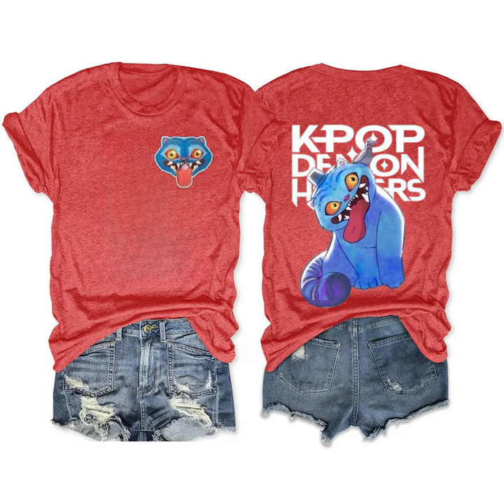 Derpy Tiger Kpop Demon Hunters Crew Neck T-shirt