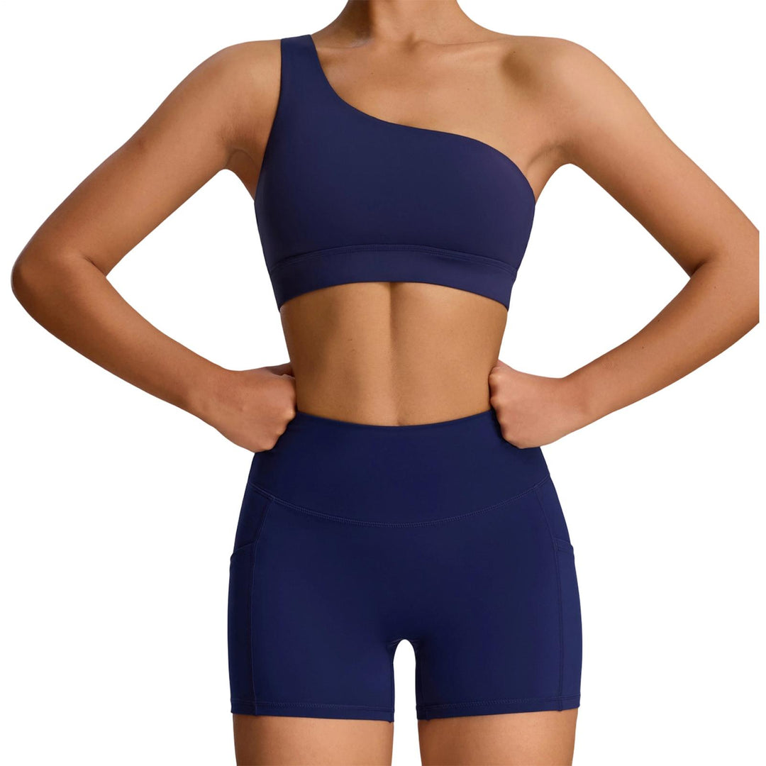 Bra and Shorts Workout Set High Waisted Seamless Off Shoulder Sports Bra and Shorts Lounge Set for Running favorable