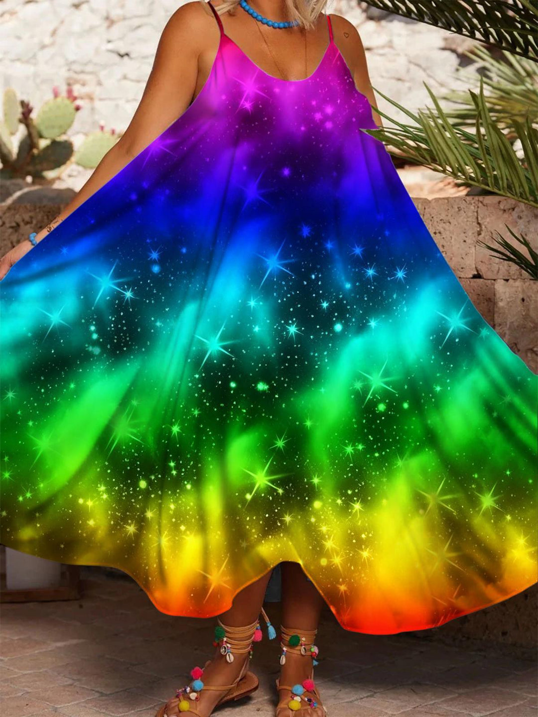 Aurora Star Gradient Thin Shoulder Strap Dress