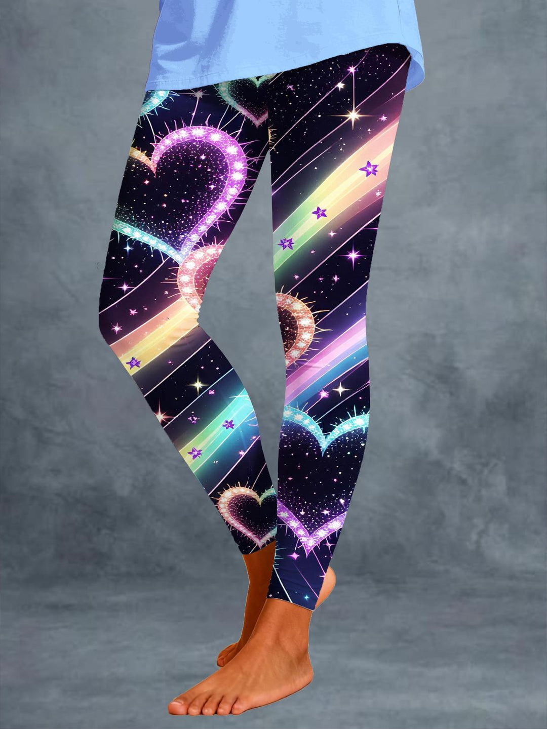 Neon Star Love Print Leggings