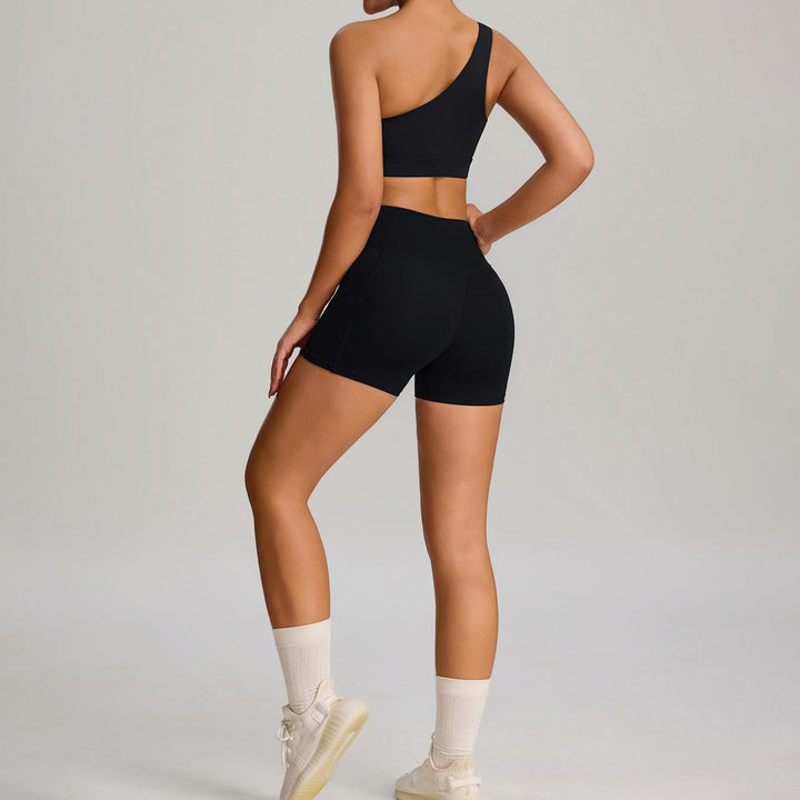 Bra and Shorts Workout Set High Waisted Seamless Off Shoulder Sports Bra and Shorts Lounge Set for Running favorable