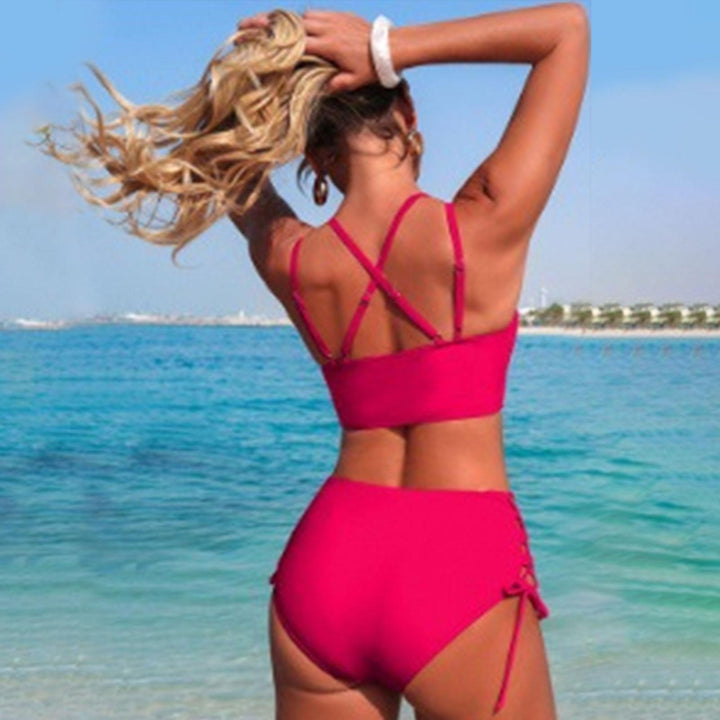 Womens Bikini Swimsuits Twist Front Bikini Swimsuit Sexy V Neck Lace Up Two Piece Bathing Suit for Vacation modern