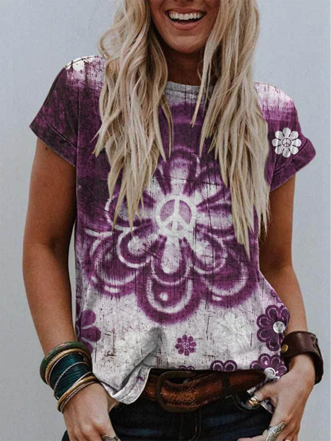 Tie Dye Hippie Elements Crew Neck T-shirt