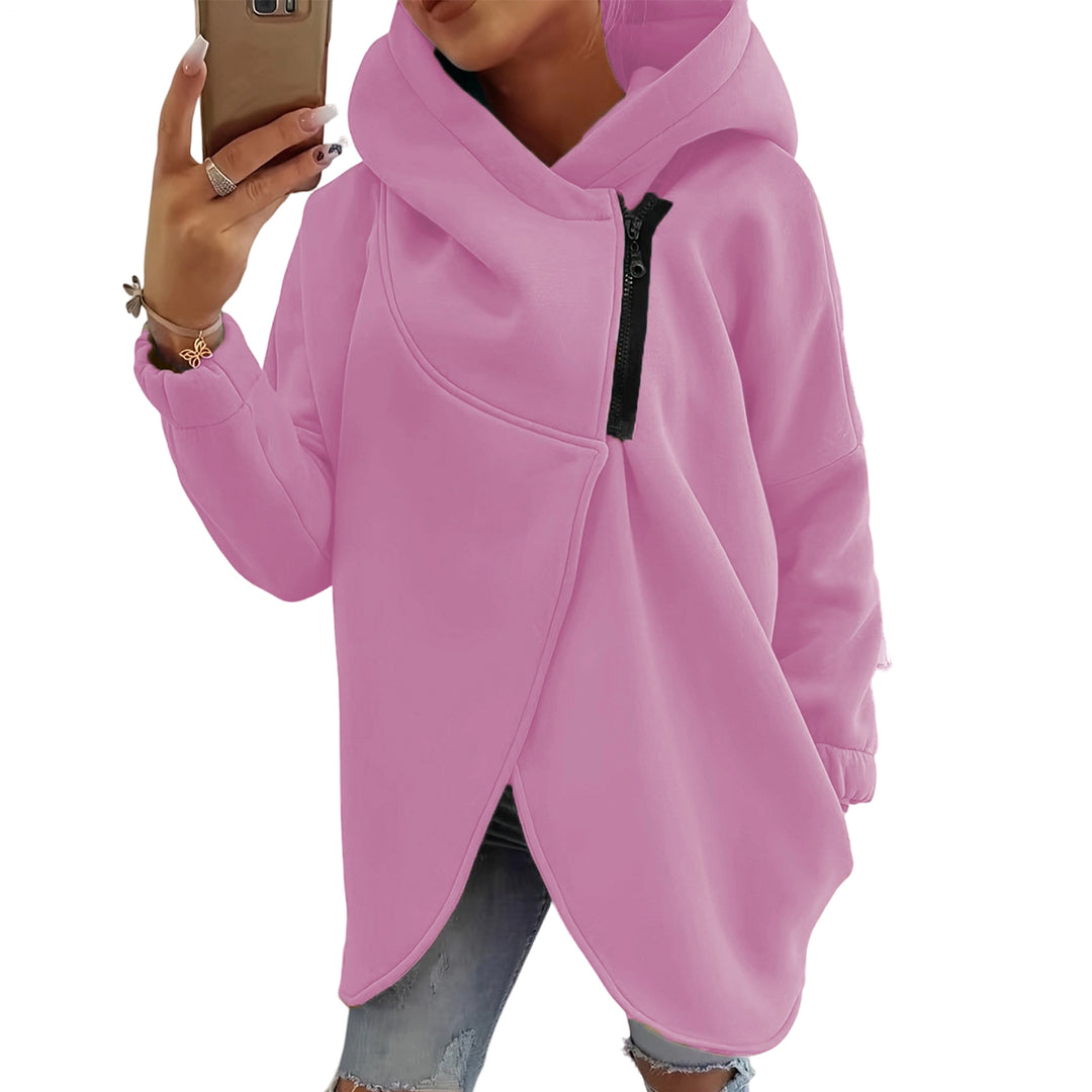 Oversized Zip Up Hoodie for Women Asymmetric Long Sleeve Trendy Hoodies Jackets with Large Hood for Travel attractively