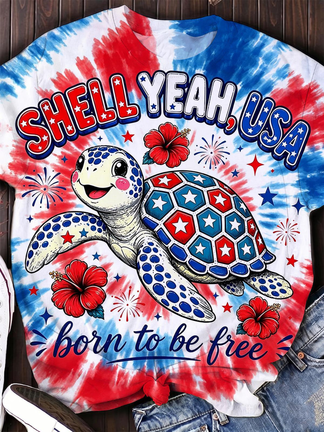 Tie Dye Sea Turtle Women's Short Sleeve Crew Neck T-shirt