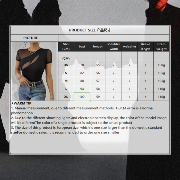 Sheer T Shirts for Women Sheer Mesh Black Slim Fit Tees Sexy Crew Neck Clubwear for Party Nightclub Dating enjoyable