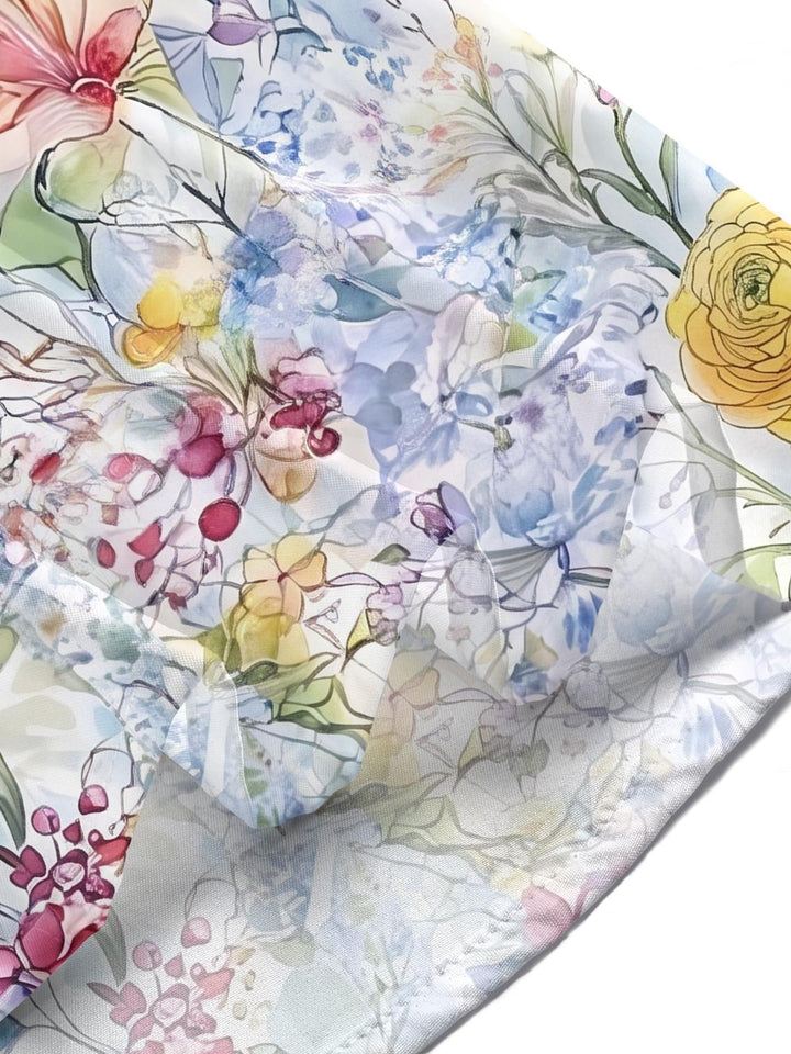 Art Pastel Watercolor Floral Women's Short Sleeve Shirts