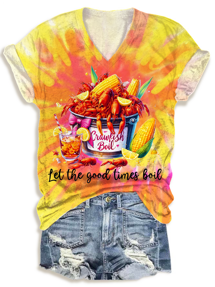 Crawfish Watercolor V-neck T-Shirt
