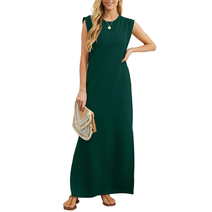 Tank Maxi Dress Sleeveless Solid Color Maxi Dress Loose Fit Side Slit Sundress for Fashionable Daily Wear Vacation Dating classy