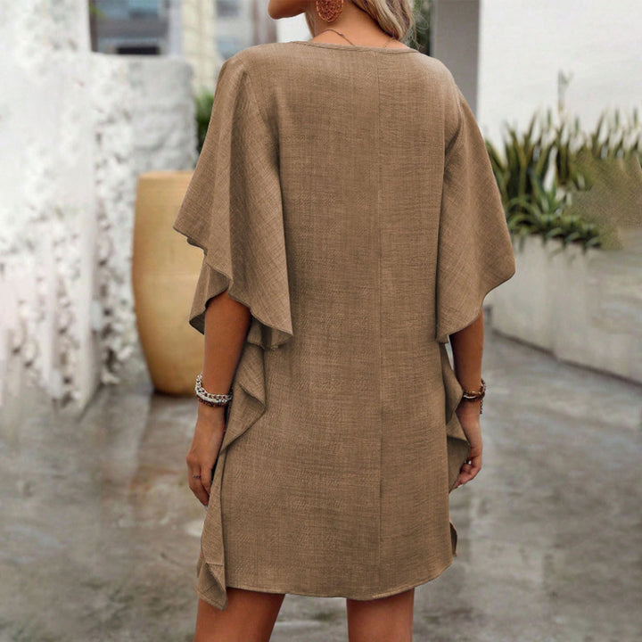 V Neck Ruffle Dress Summer Fashion Ruffle Short Sleeve Casual Shift Dress for Beach Vacation Daily Wear gifts