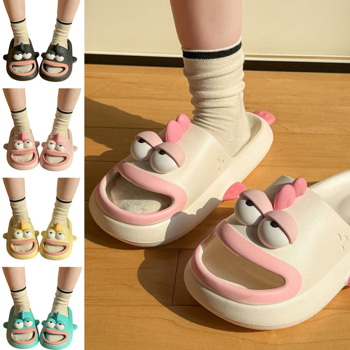Fish Slippers for Women Open Toe Indoor Funny Animal Slippers Cartoon Anti-Slip Shower Slides for Bedroom ingenious