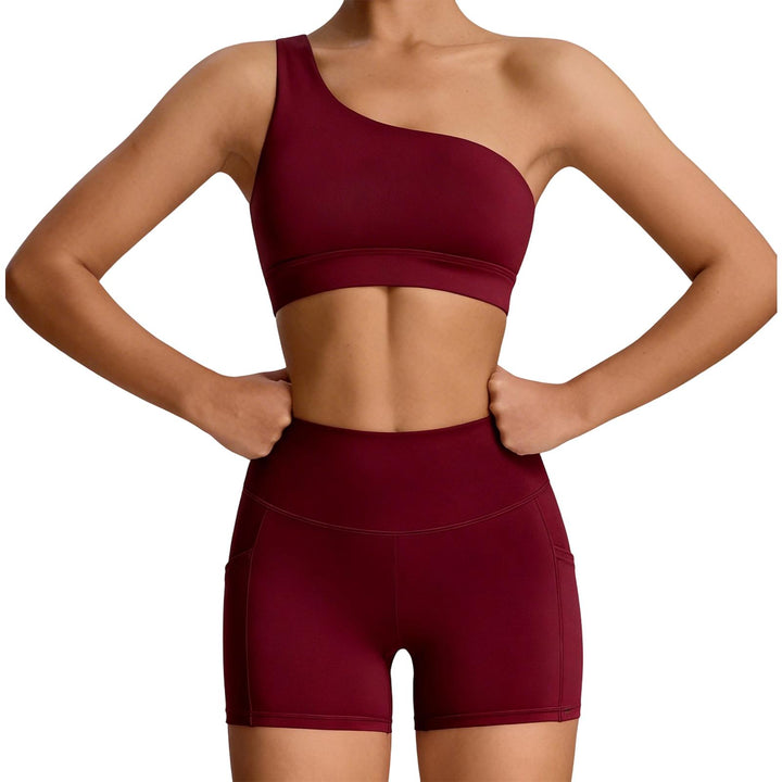 Bra and Shorts Workout Set High Waisted Seamless Off Shoulder Sports Bra and Shorts Lounge Set for Running favorable