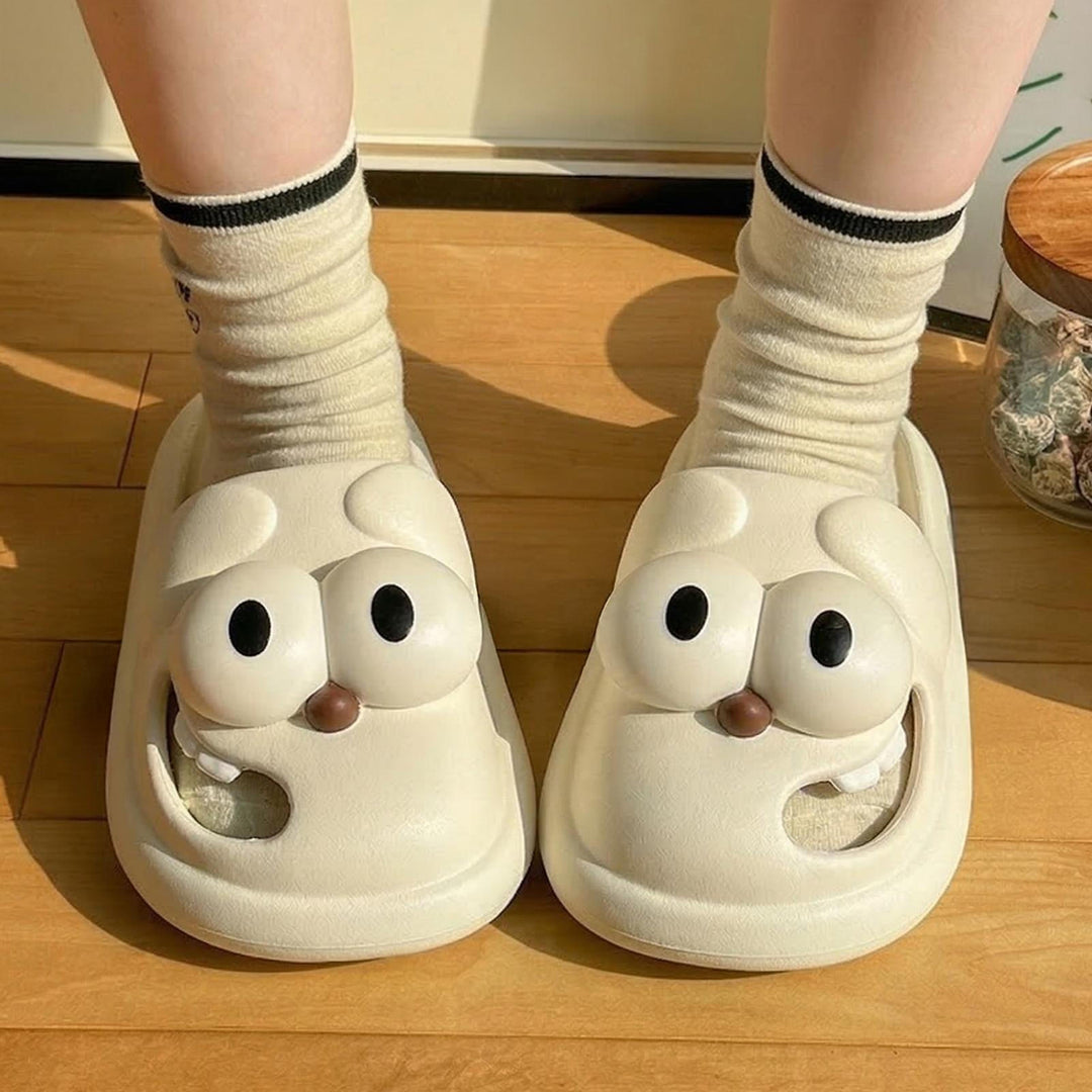 Animal Slippers for Women Closed Toe Cartoon Dog Slippers Casual Thick Sole Indoor Slides for Home Bedroom heathly