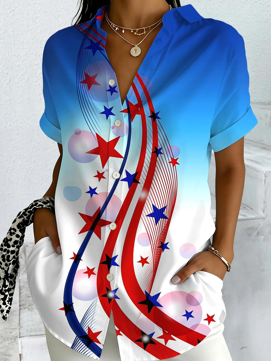 Abstract Star Women's Short Sleeve Shirts