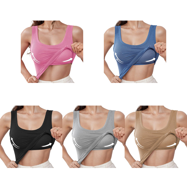 Built in Bra Tank Tops for Women U-Back Summer Sexy Casual Sleeveless Fitted Tank with Removable Pads for Gym welcoming
