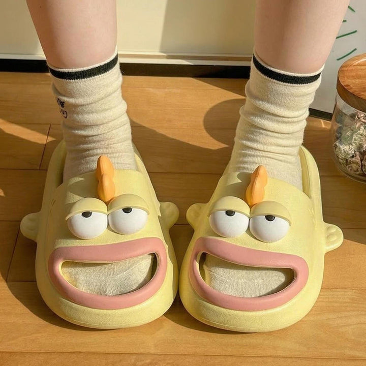 Fish Slippers for Women Open Toe Indoor Funny Animal Slippers Cartoon Anti-Slip Shower Slides for Bedroom ingenious