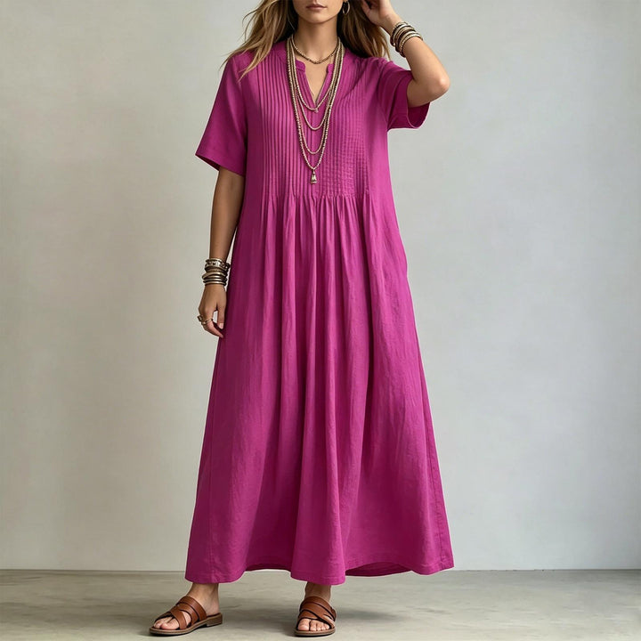 Short Sleeve Maxi Dress V Neck Short Sleeve Casual Long Dresses Loose Summer Clothes for Vacation Dating welcoming